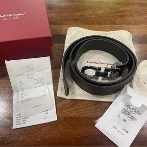 Salvatore Ferragamo 46 reversible brown and black with silver buckle rare use.